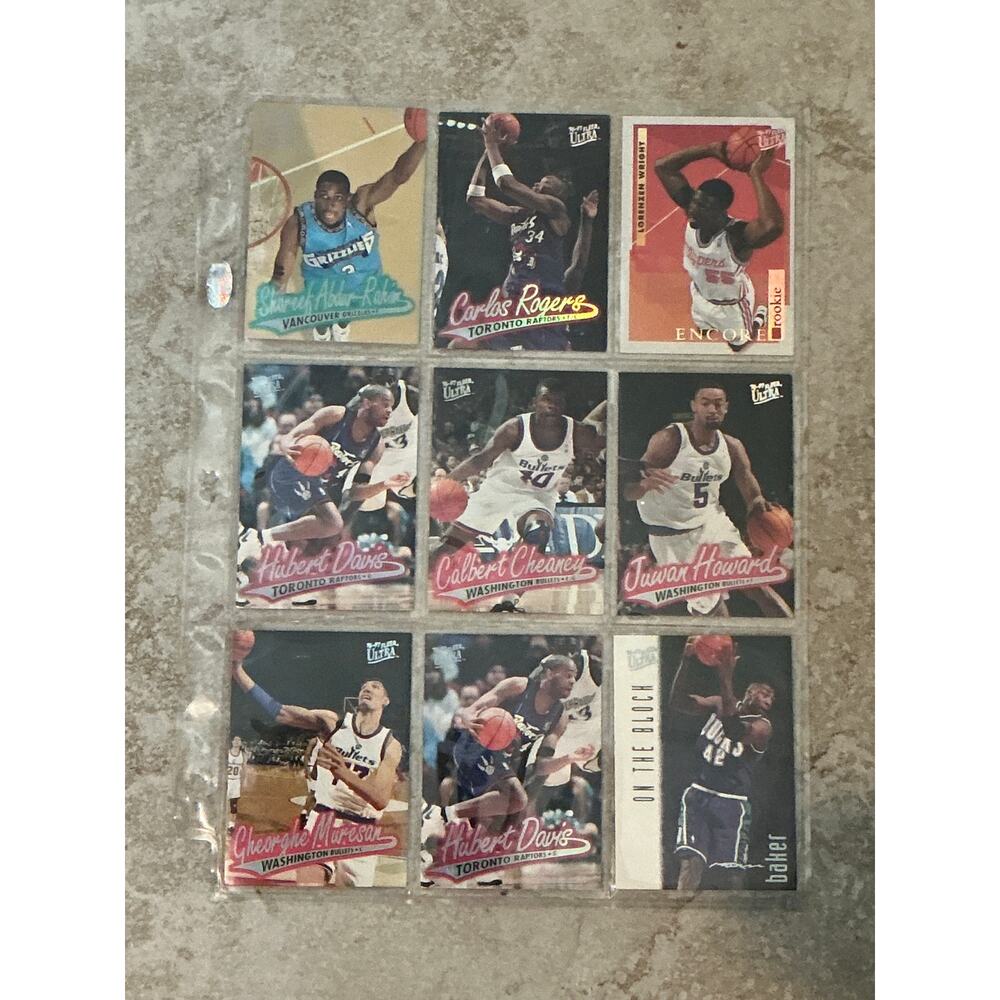9 fleer ultra basketball card lot with sleeve”.